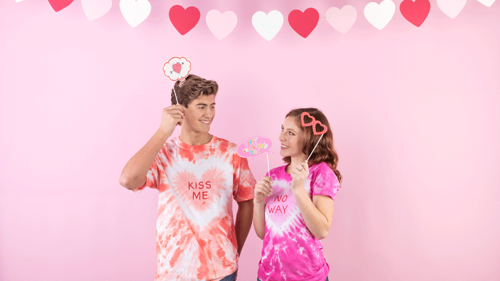 Show details for Valentine Conversation Hearts Tie Dye Shirts