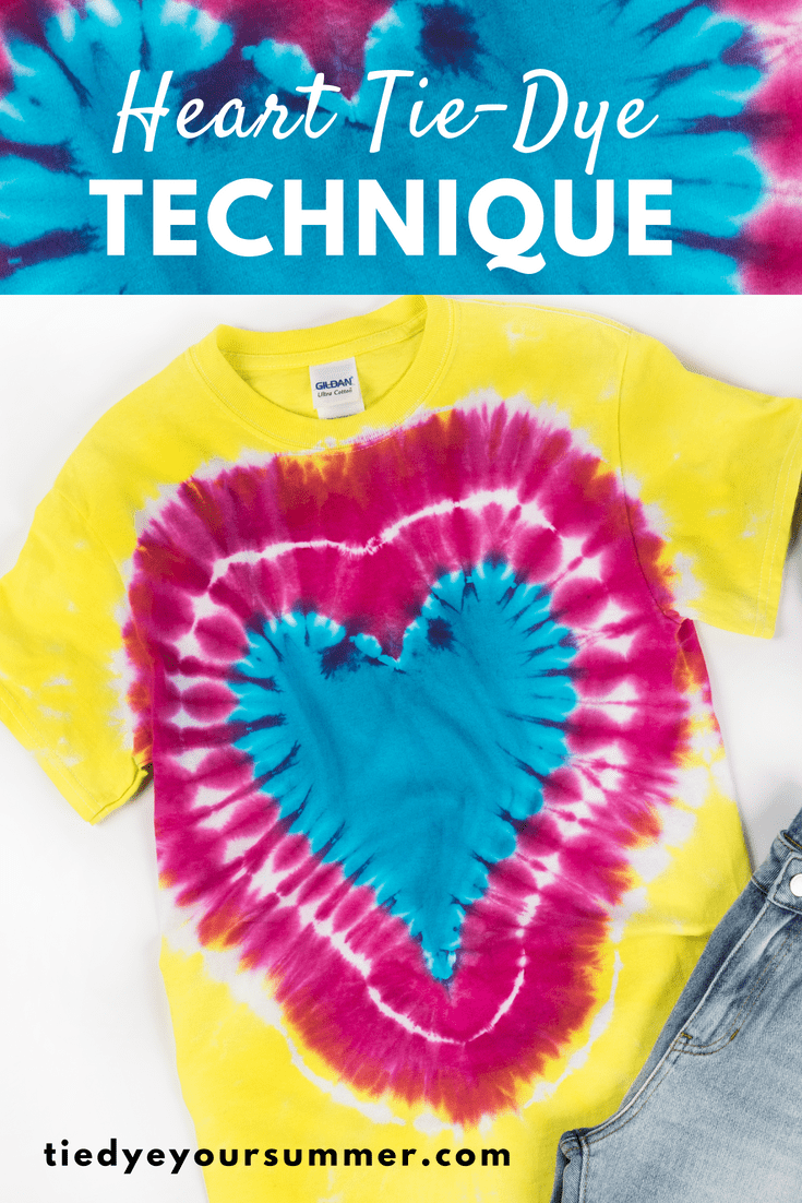 Heart Tie Dye Use this Heart Tie-Dye Technique to DIY shirts, pillows and more! #howtotiedye #hearttiedye #easytiedye #tiedyeheart #tiedyeyoursummer #TDYS #tdys
