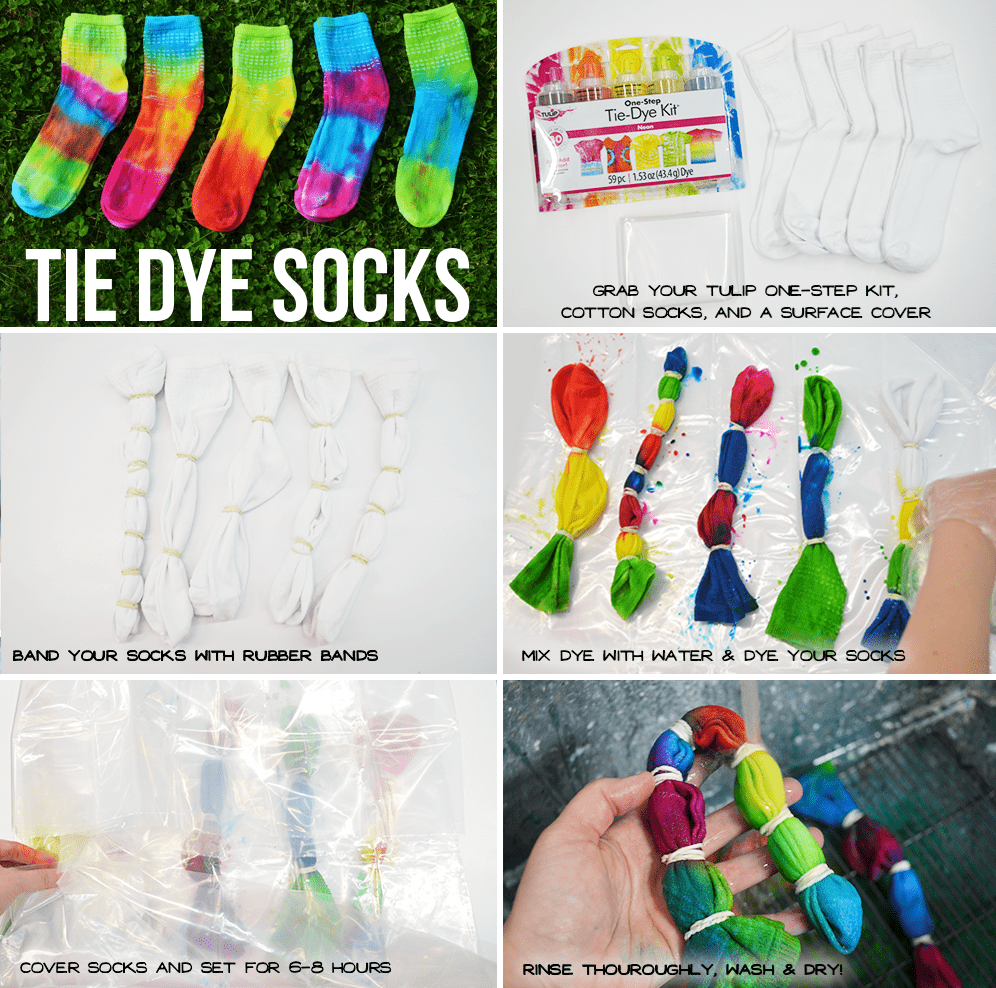 Tie-Dye Socks in rainbow colors! #tiedyesocks #howtotiedye #sockstiedye #tiedyeyoursummer #tdys #tuliptiedye #TDYS