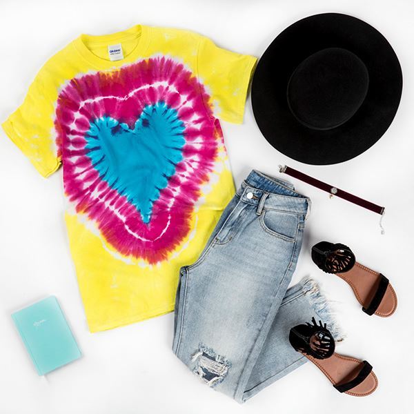 Heart Tie-Dye T-shirt Festival Look