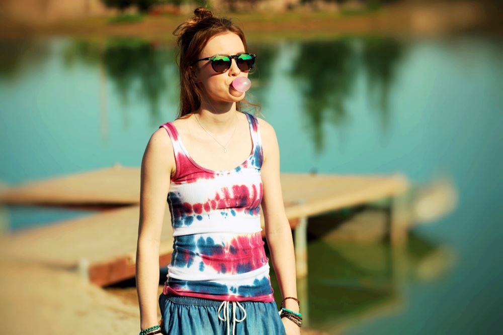 Red, White & Blue Tie Dye Tank Top