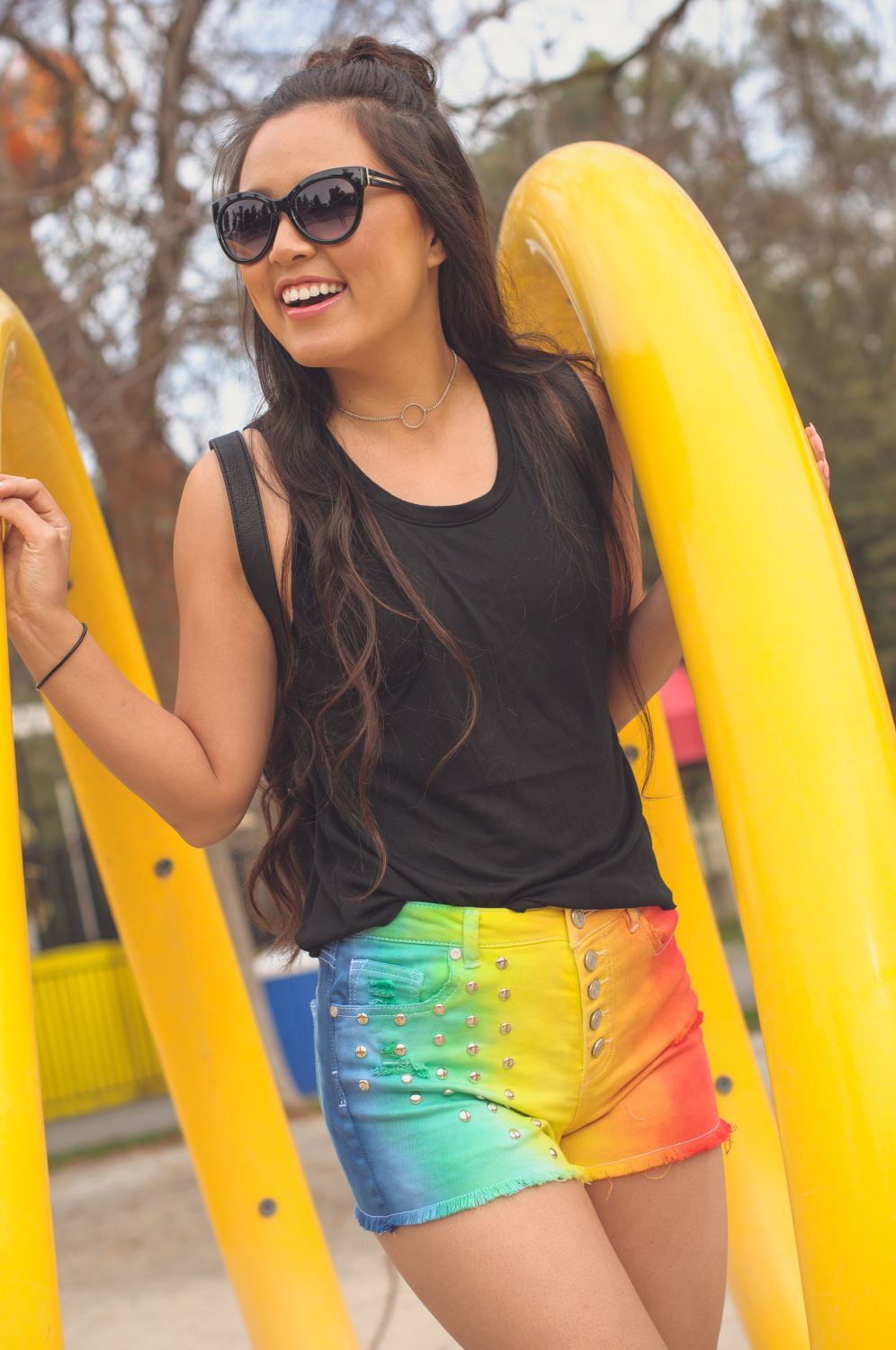 Rainbow Tie-Dye Jean Shorts