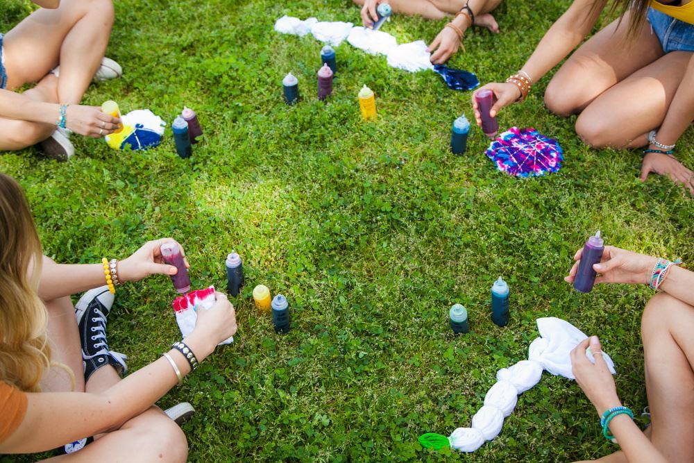 Tie dye on the grass instead of stressing over tie-dye stations.