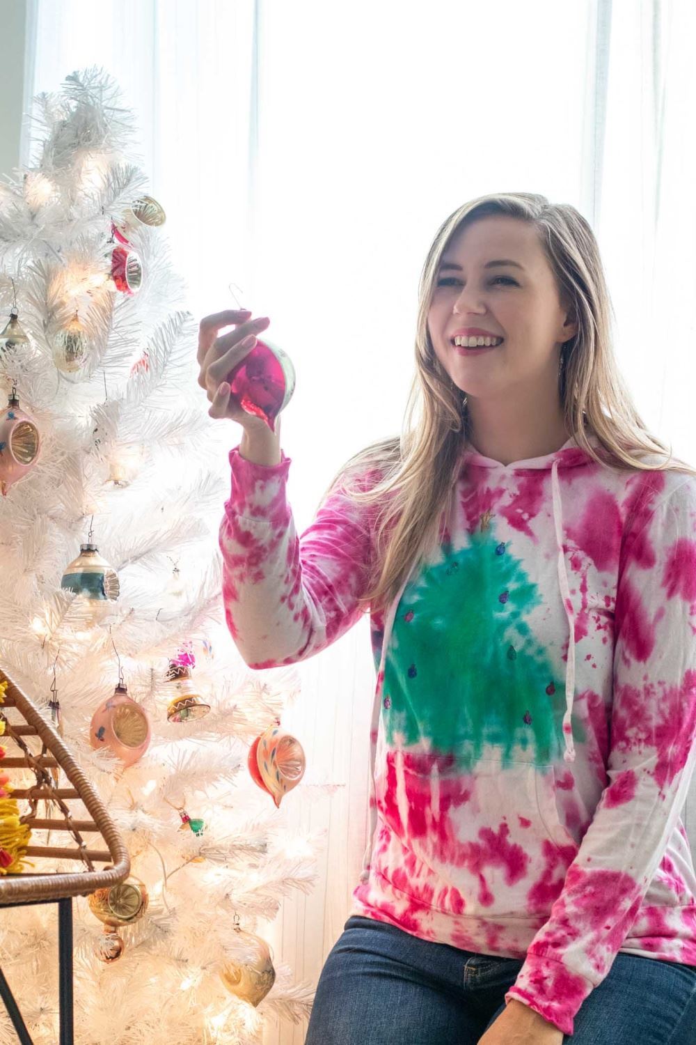 Tulip Tie-Dye Christmas Tree Hoodie