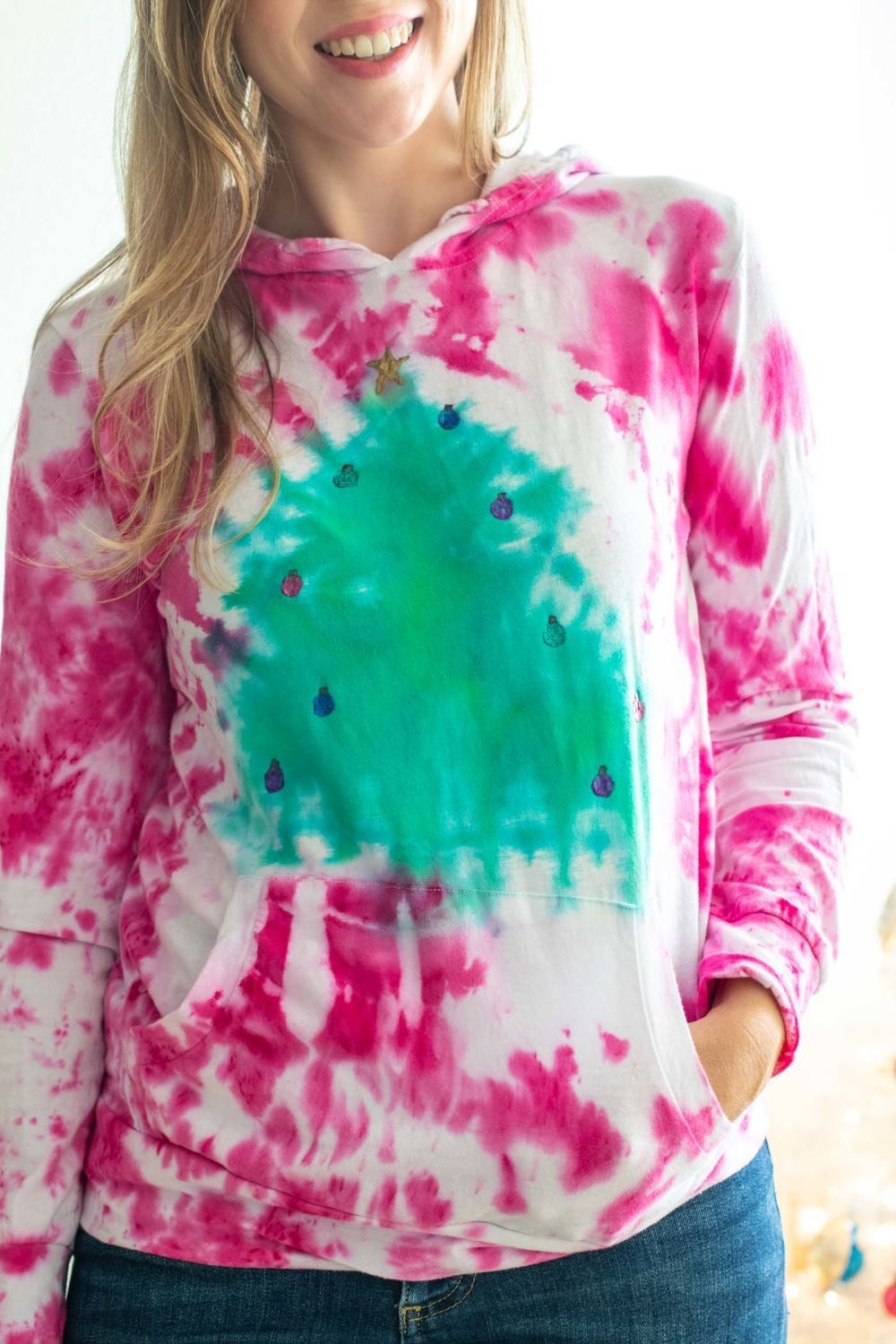 Tulip Tie-Dye Christmas Tree Hoodie