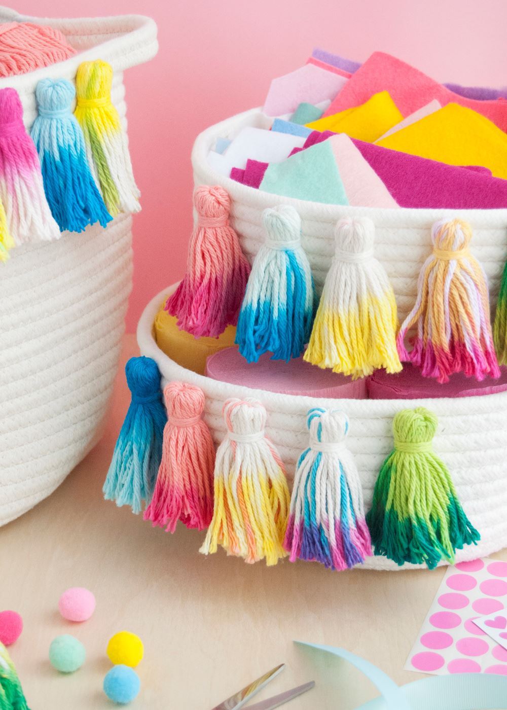 Tie-Dye Tassel Baskets with Tulip Two-Minute Tie Dye