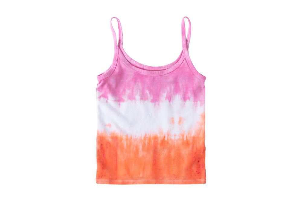 Pink and Orange Stripe Tie-Dye Tank Top