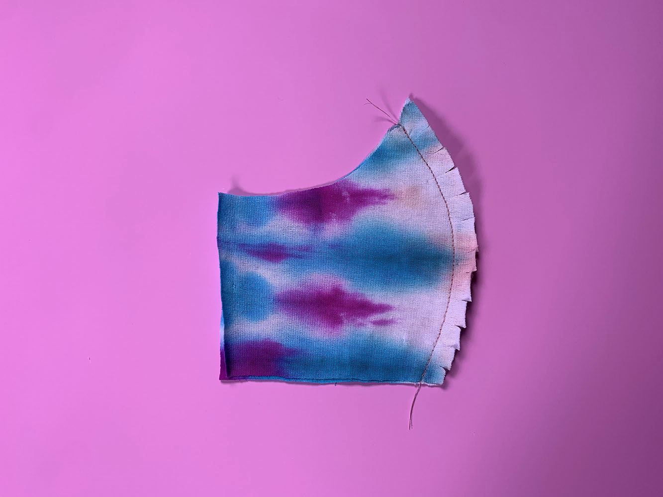 Tulip Tie-Dye Face Mask Tutorial - clip seam and do a top stitch