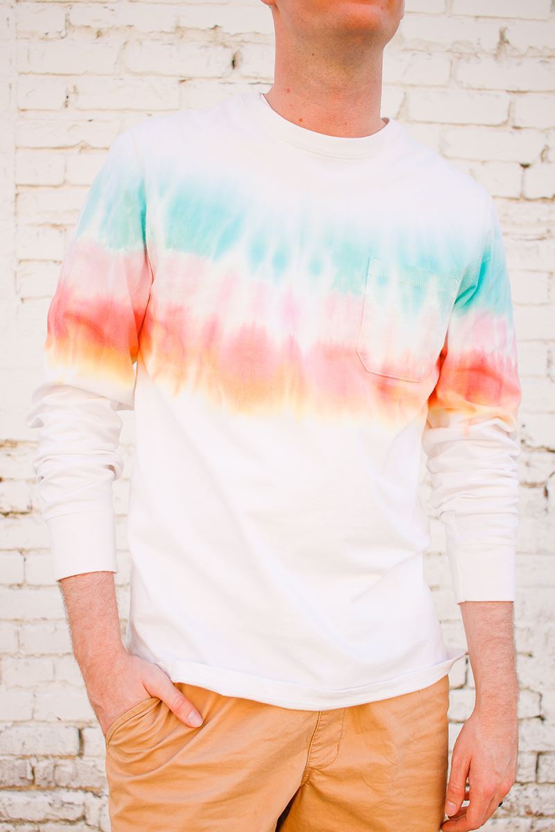 Rainbow stripes tie-dye men’s shirt