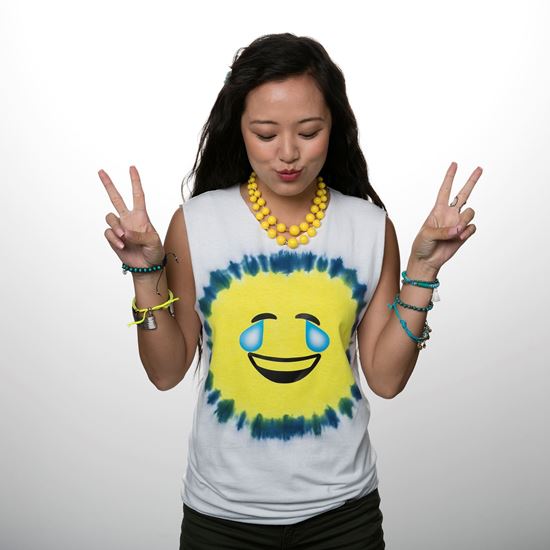 Blue and Yellow Emoji Tie Dye Shirt