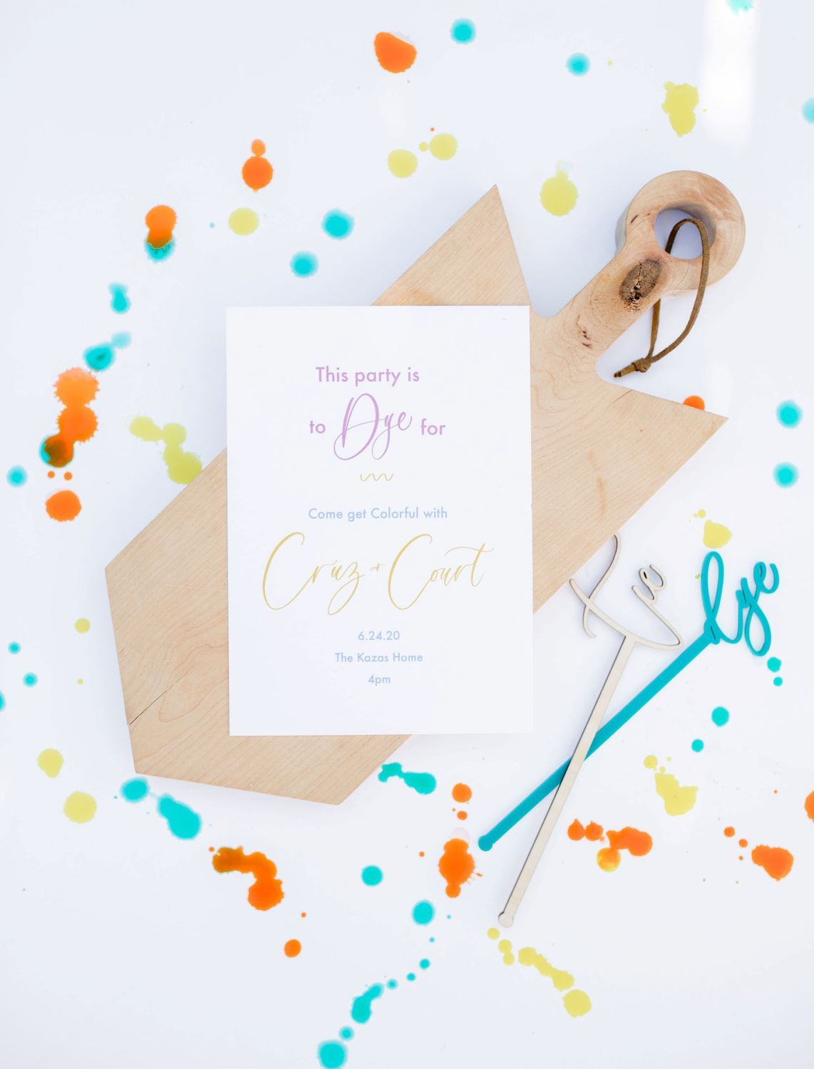 Tie-dye party invitations