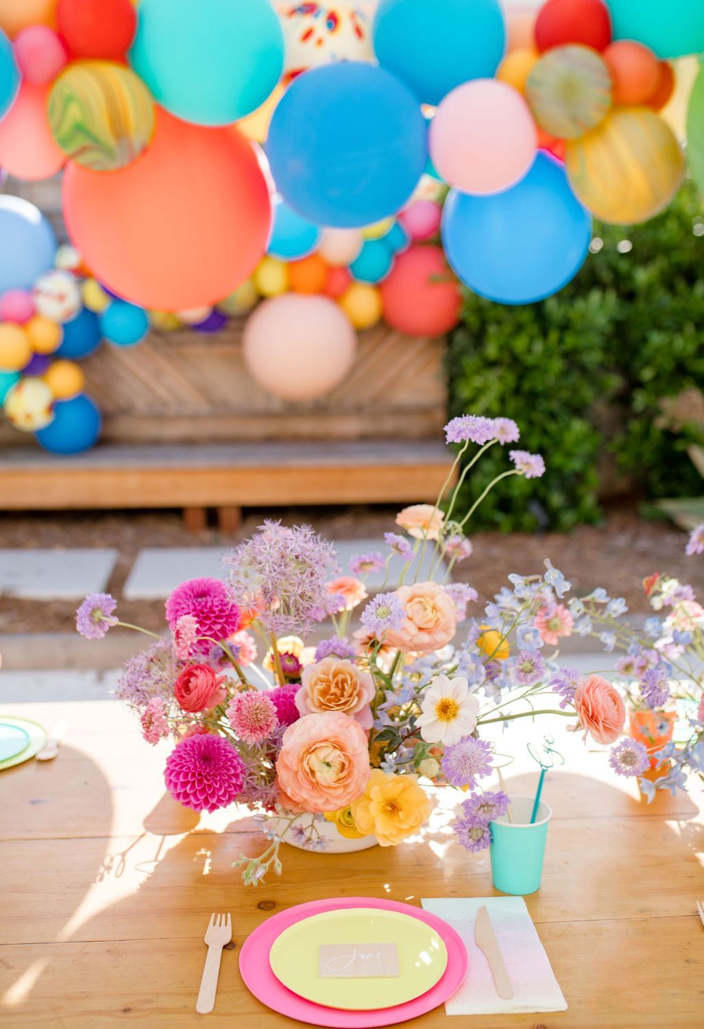 Tie-dye party table setting