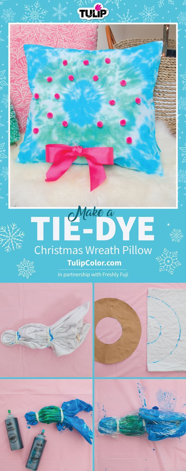 Tie-Dye Christmas Wreath Pillow
