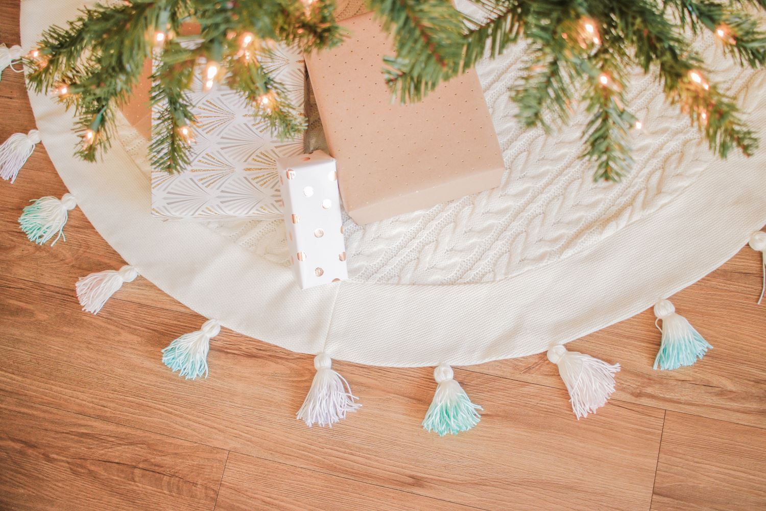 Tie-dye tasseled tree skirt