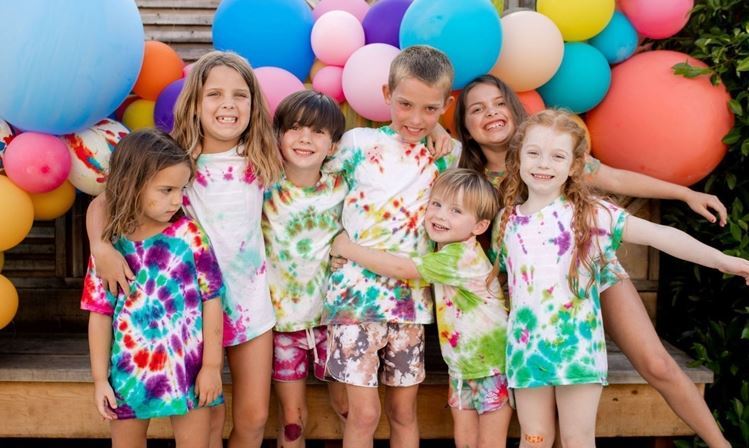 Kids in tie-dyed t-shirts