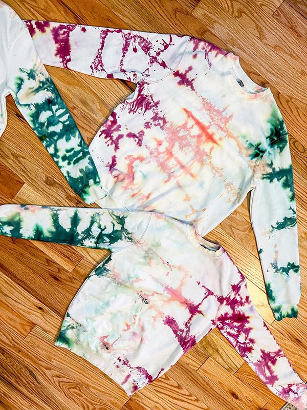 Accordion tie-dye sweaters with Tulip Wilderness One-Step Tie-Dye Kit