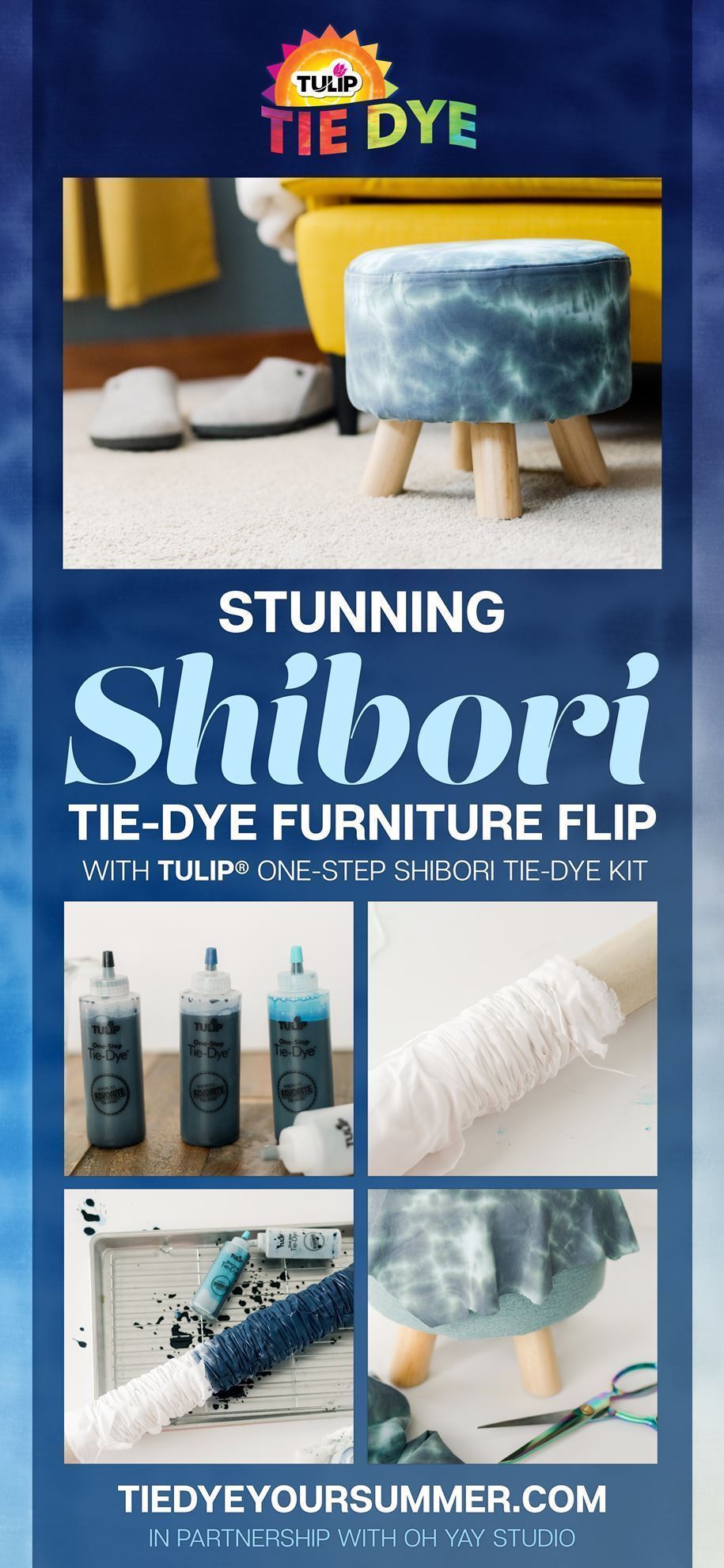 Stunning Shibori Tie-Dye Furniture Flip with Tulip