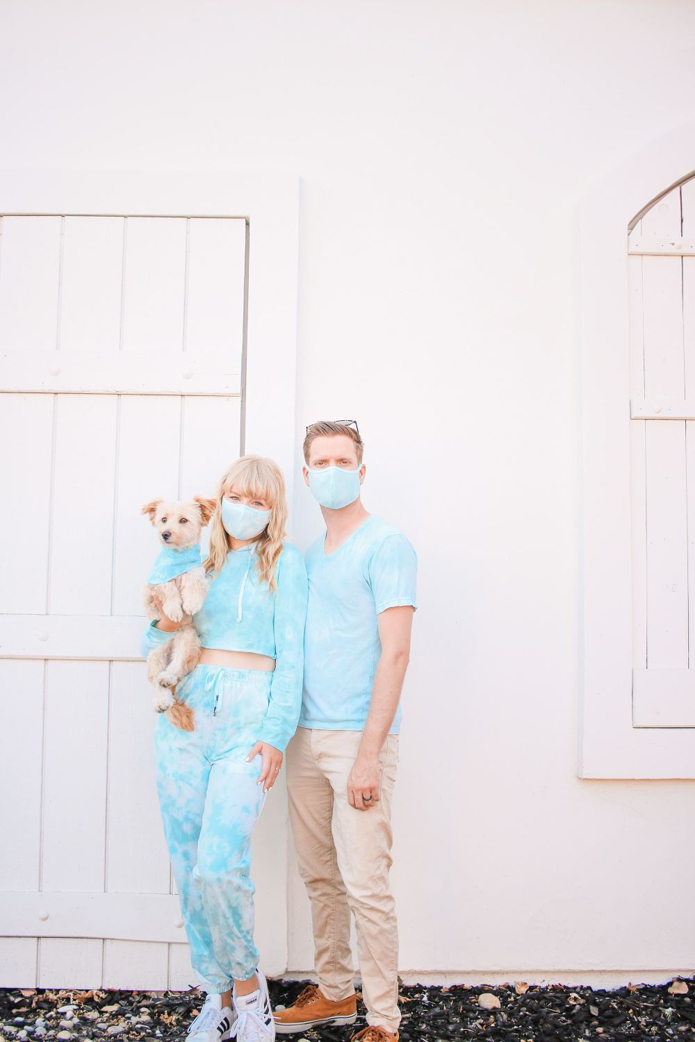 Matching blue tie-dye outfits