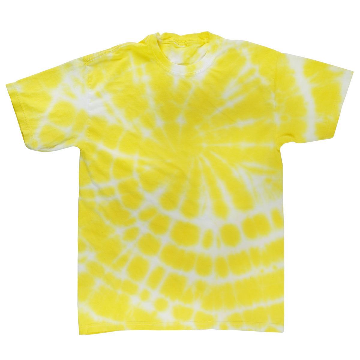 tie dye on yellow shirt