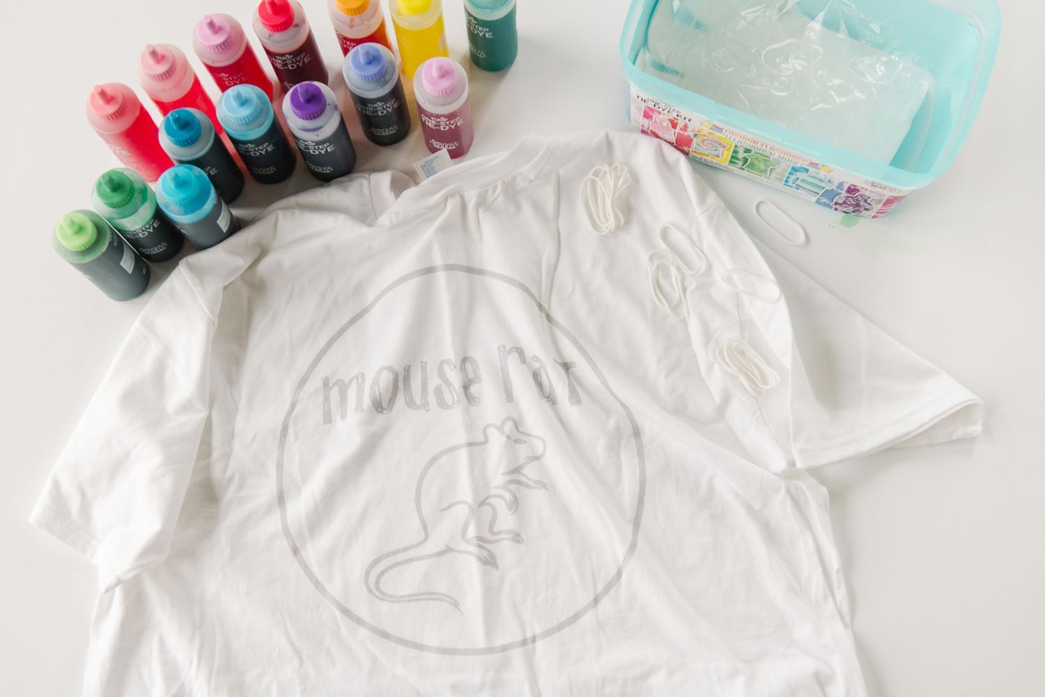 Prewash shirt and prepare dye solutions