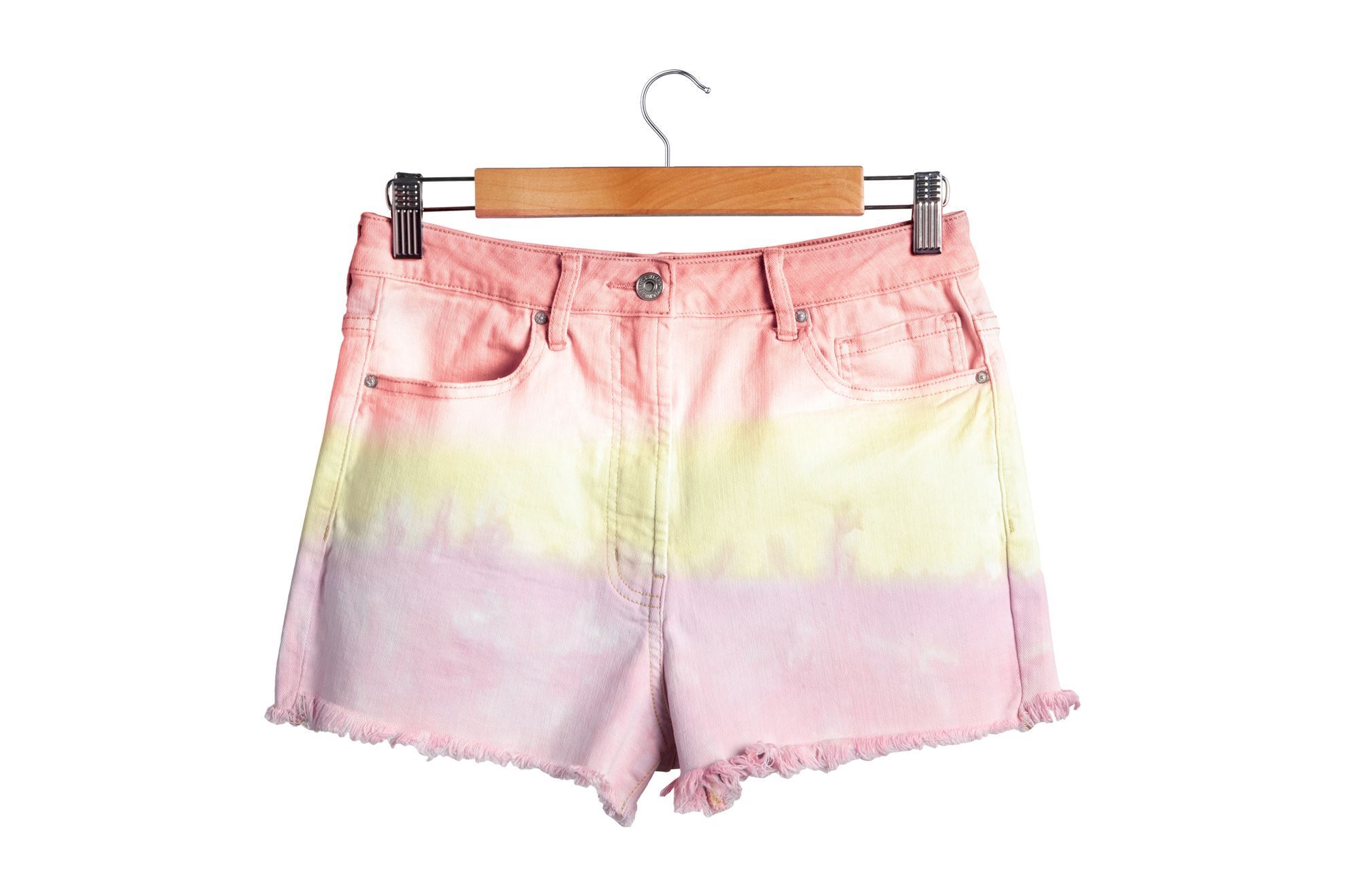 Pastel tie dye striped shorts