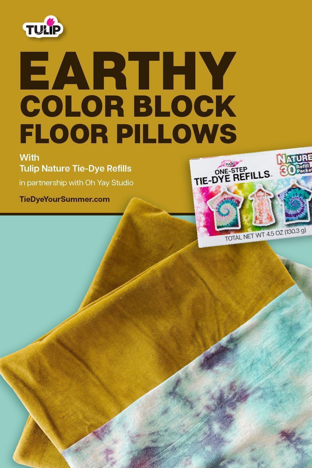 Earthy Color Block Pillows with Tie Dye