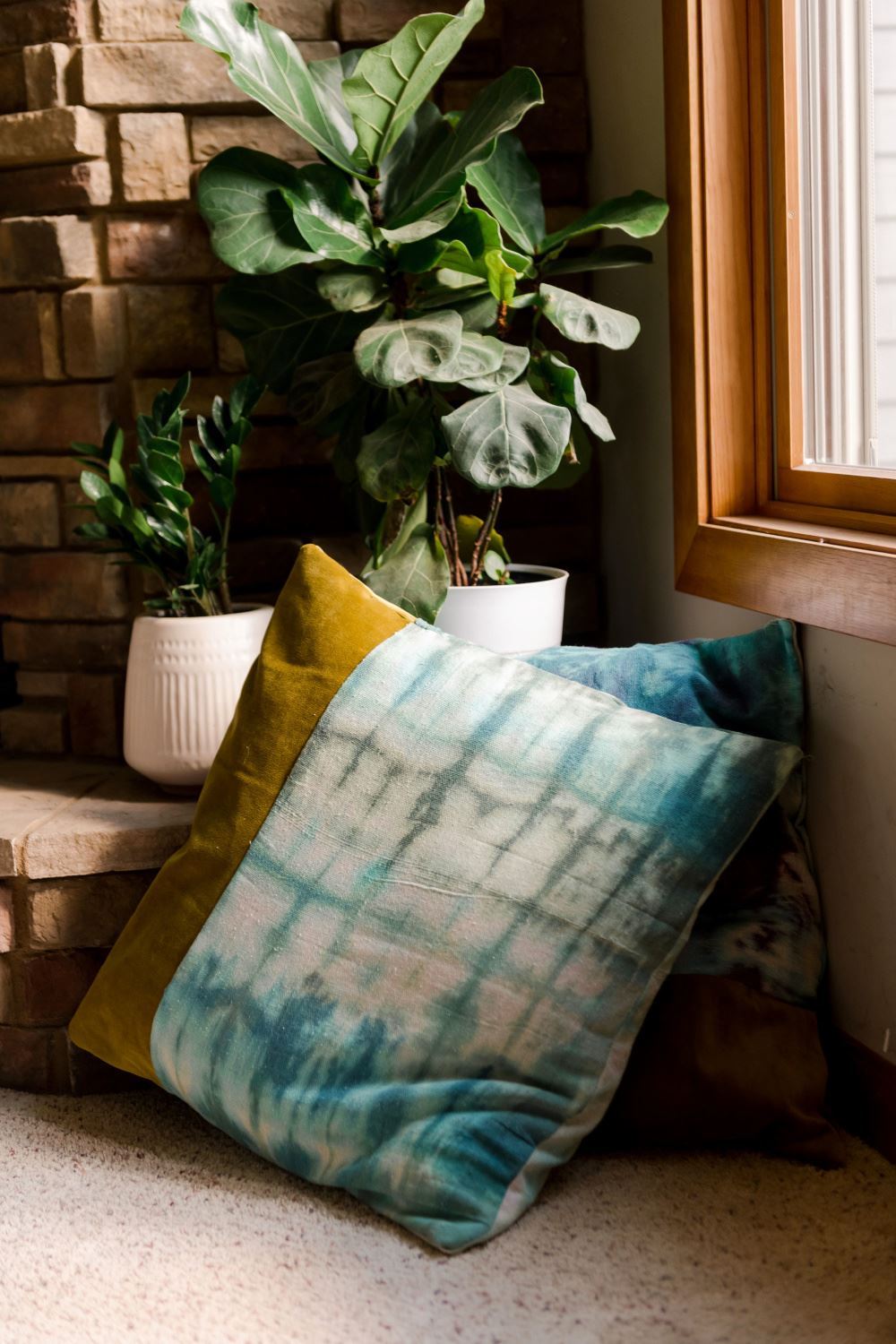 Earthy Color Block Pillows with Tie Dye