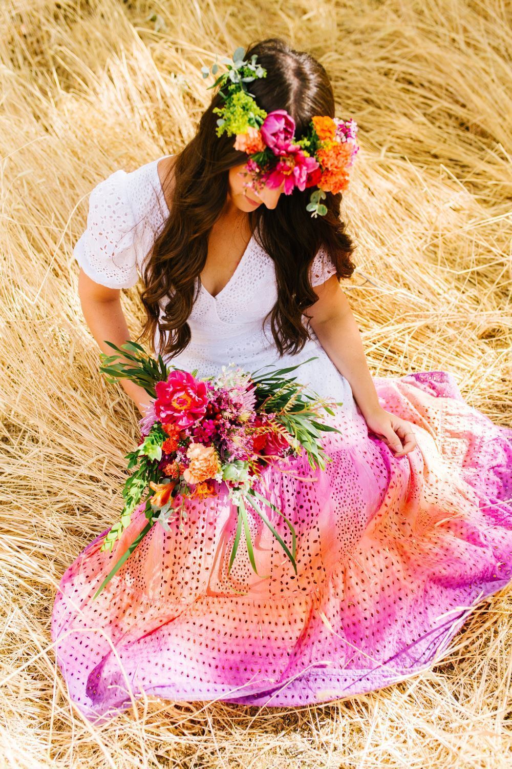 ombre tie dye wedding dress