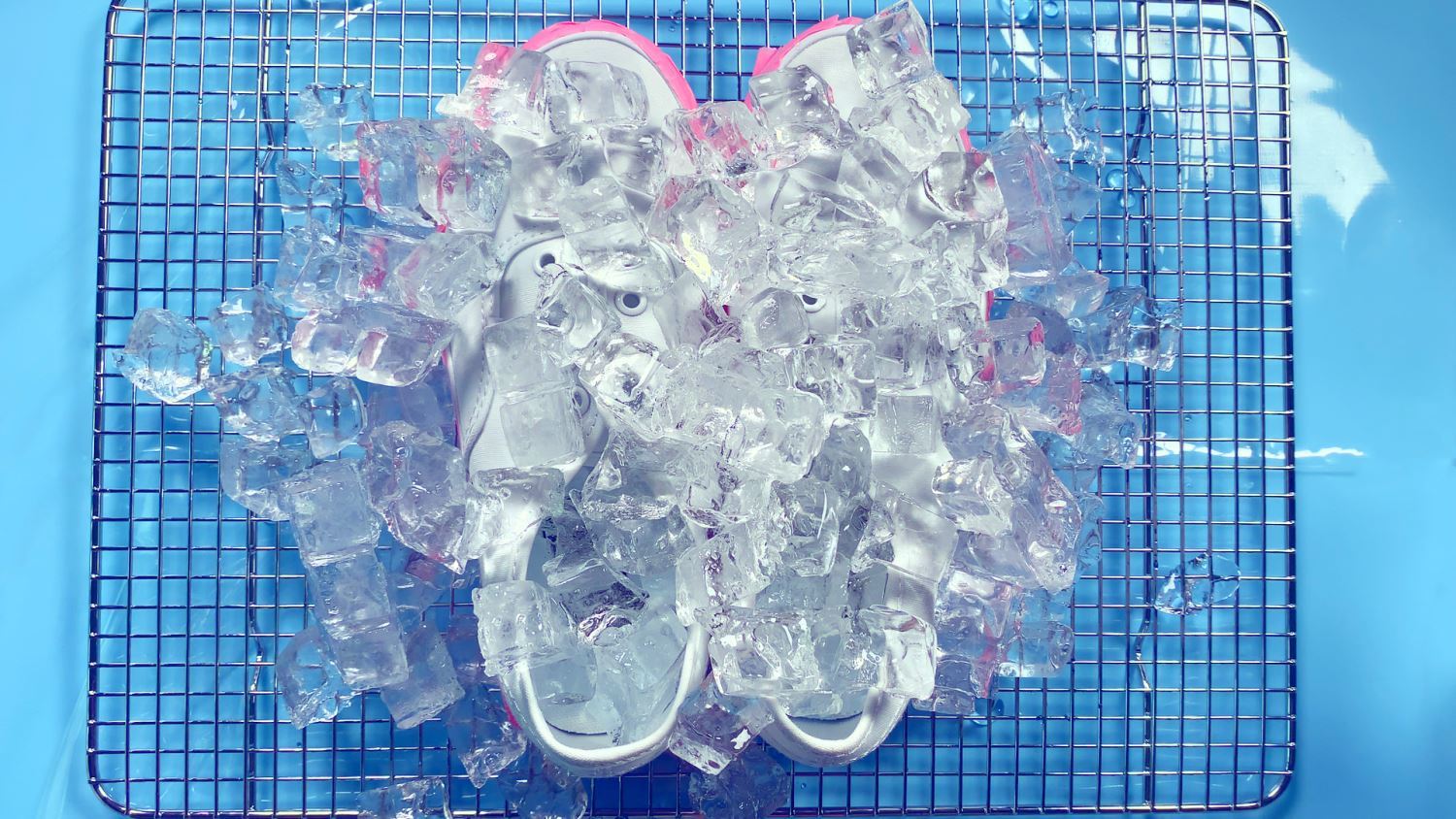 Pile ice over shoes