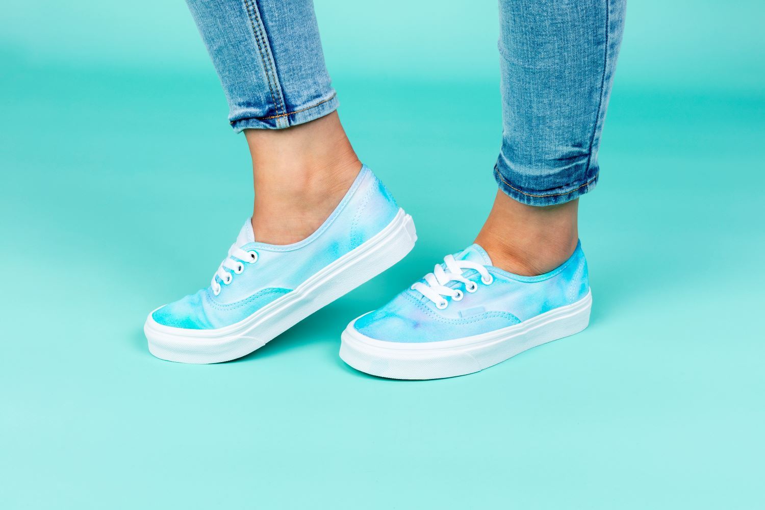 Blue ice dye shoes