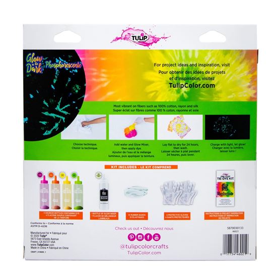 46021 Glow Tie Dye Kit back of package